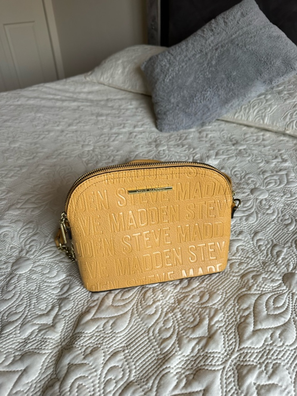 Steve Madden Yellow Embossed Logo Crossbody